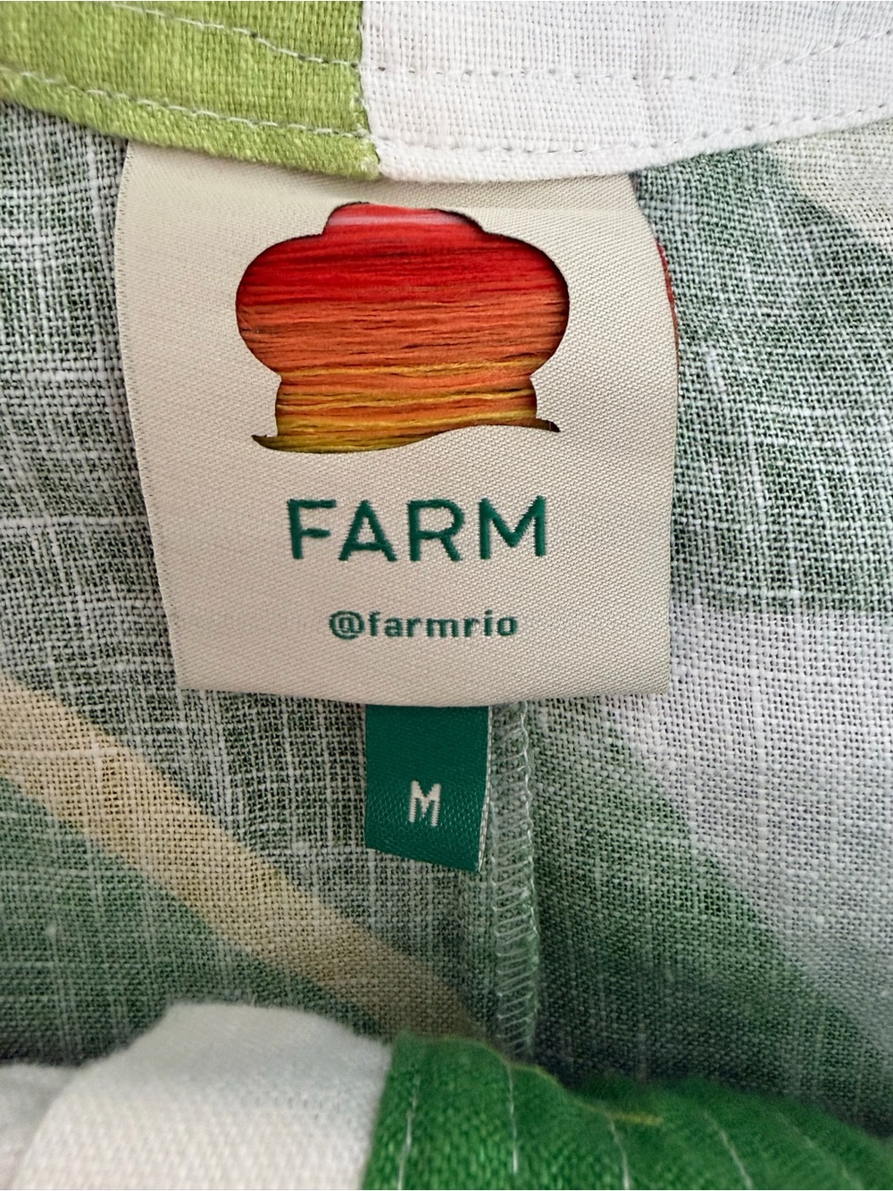 FARM Rio Linen Green & White Floral Button-Front Mini Dress Sz M - Picture 3 of 4
